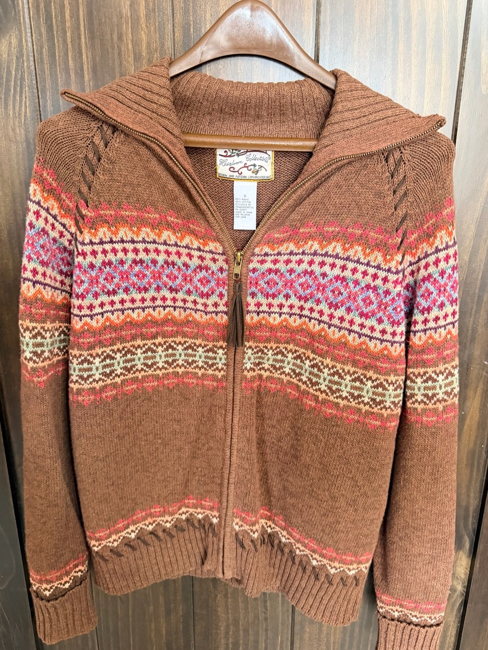 VTG 2001 Heirloom Collectibles Sweater Fair Isle Cardigan Full Zip Womens Small - Picture 6 of 8